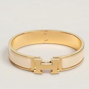 Hermes Clic H bracelet in cream and gold